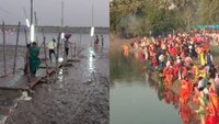 Heavy faith on the system in Chapra Due to floods in Saryu and Ghaghra, mud on many ghats, but there was a huge crowd