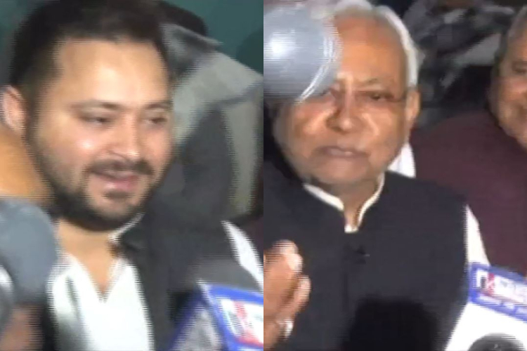 tejashwi ka hath kichj kar samne laye nitish bole e to netritva karbe karega