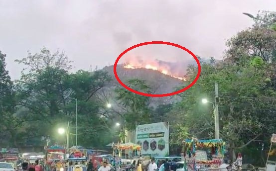 rajgir ka vaibhargiri pahad par lagi bheeshan aag 