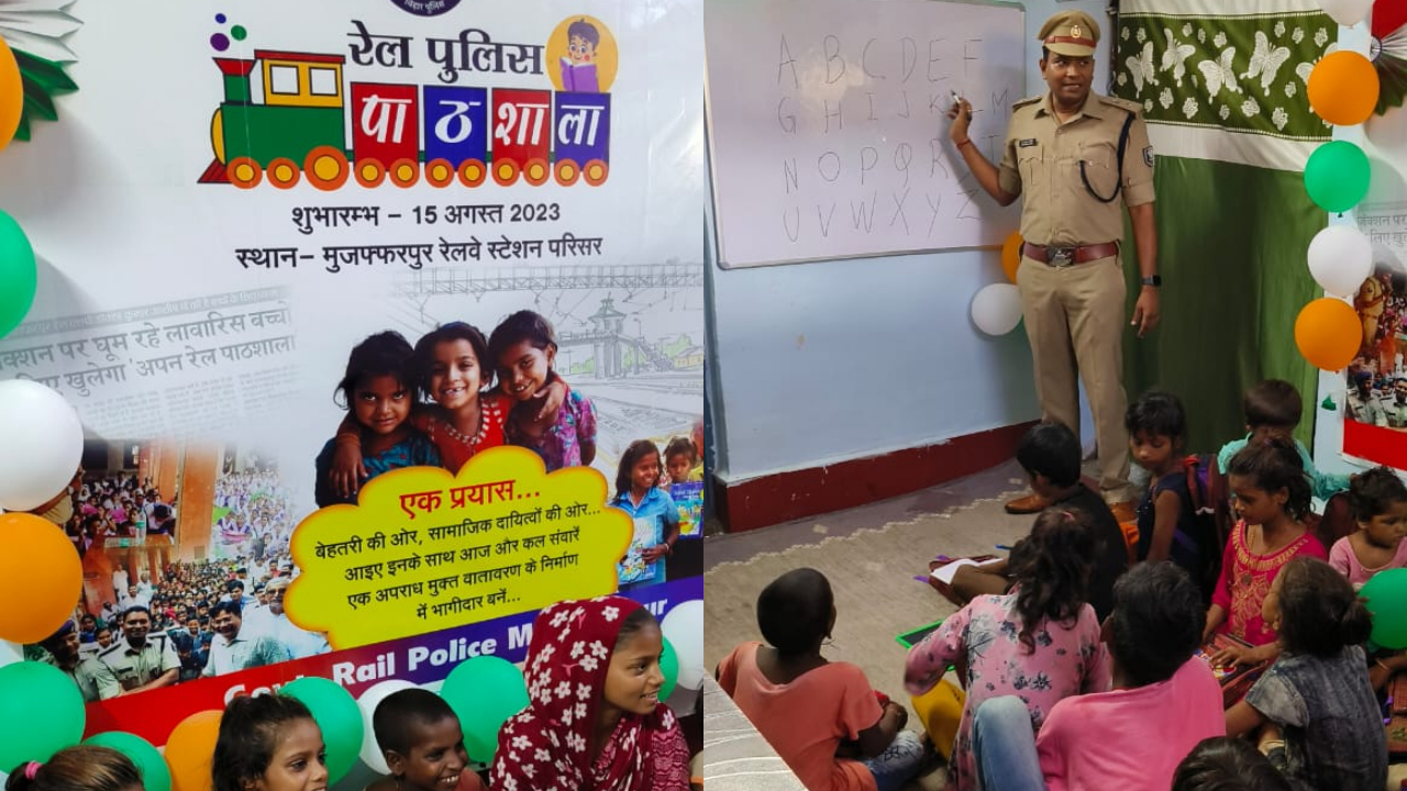 Rail SP and daroga engaged in teaching ABCD to orphan and poor children in Muzaffarpur