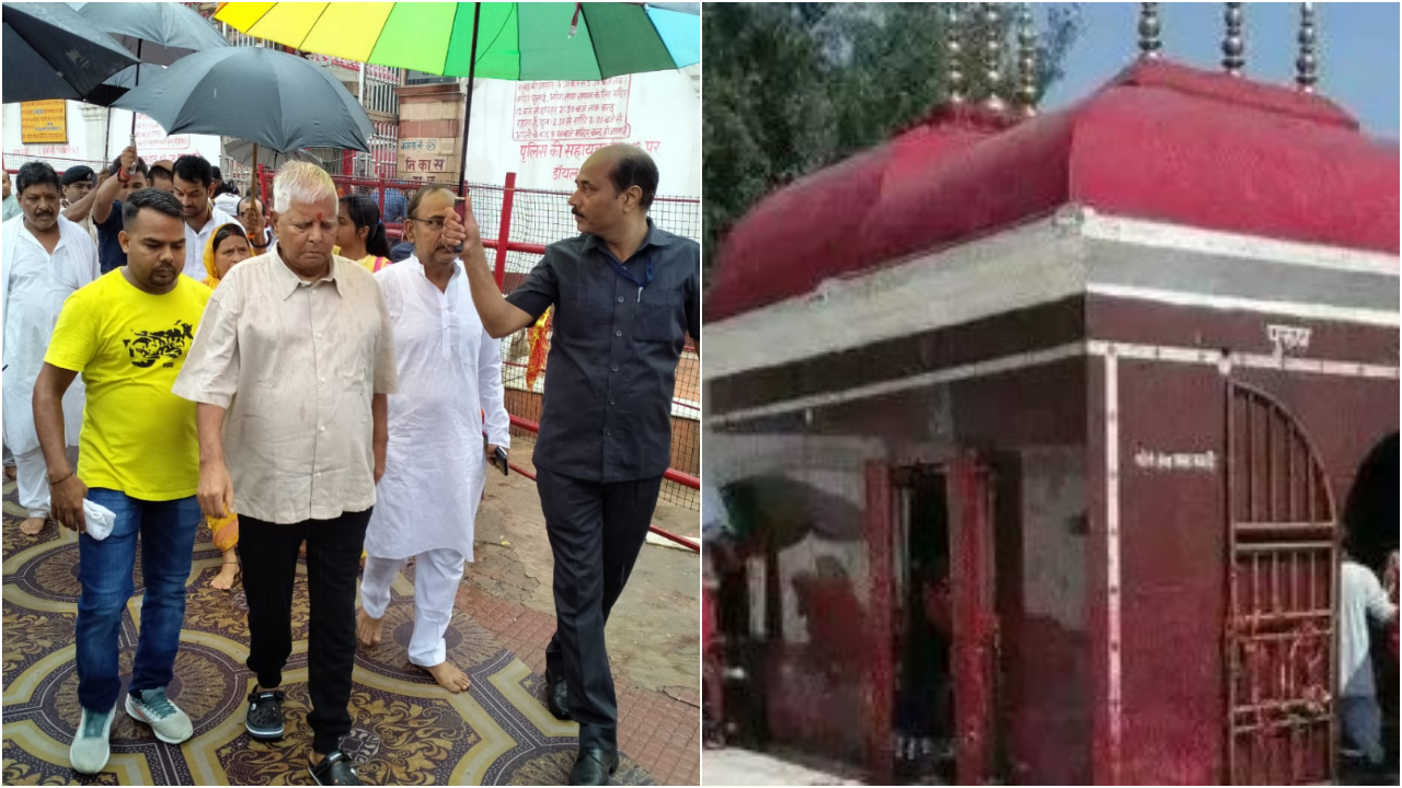Lalu-Rabri-Tej Pratap offered prayers at Maa Thave temple..