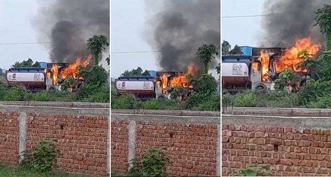 ARWAL ME TEL TANKER ME LAGI BHISHAN AAG