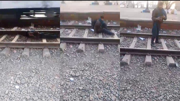 AJAB GAJAB train passed, but the young man remained sleeping safely on the railway track.