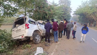 While trying to save Nilgai, Scorpio collided with a tree, 3 died on the spot