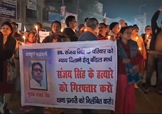 Candle march taken out demanding arrest of murder accused