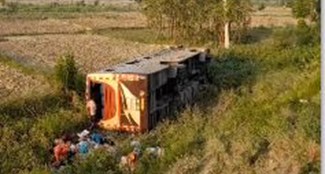 BREAKING  Bus full of passengers overturned in Madhubani