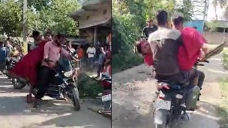 In love marriage, the girl absconded by forcing the bride to sit on the bike
