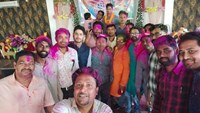 Poets, artists and media persons had fun at the Holi Milan ceremony