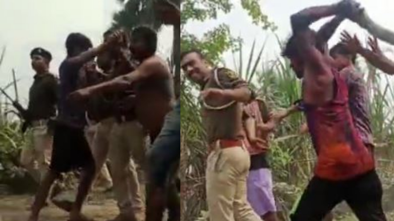Liquor traders thrashed the police team in Saran.Video viral.