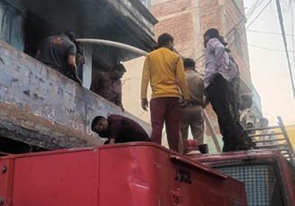A massive fire broke out in a textile shop before Diwali.