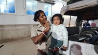 Female police officer is being praised for playing the role of inspector and mother simultaneously.