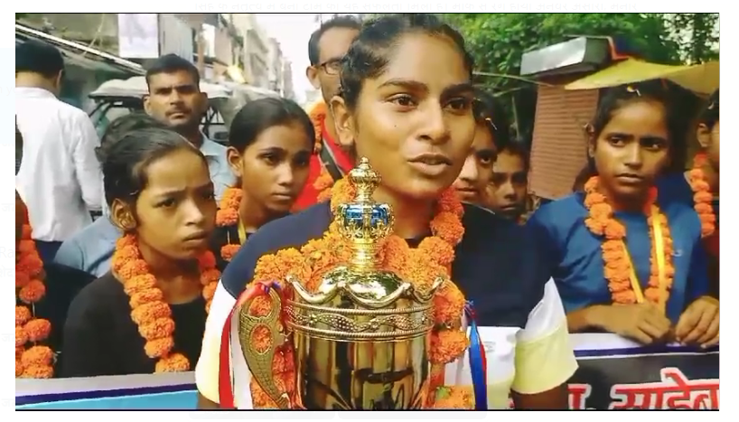 sahebganj mai khiladiyon ka bhavya swagat 