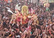Crowd of devotees gathered in Rosra for the darshan of Durga Maiya.