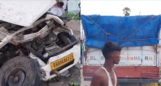 BREAKING Heavy collision between pickup van and truck loaded with cucumbers