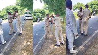 Two policemen clashed with each other in the middle of the road, then SP made a queue