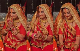 bhojpuri actress akshara singh ne kiya teej pujan, bharmang sindur me aai najar 