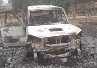 Driver was sleeping in Scorpio in Latehar, suddenly caught fire