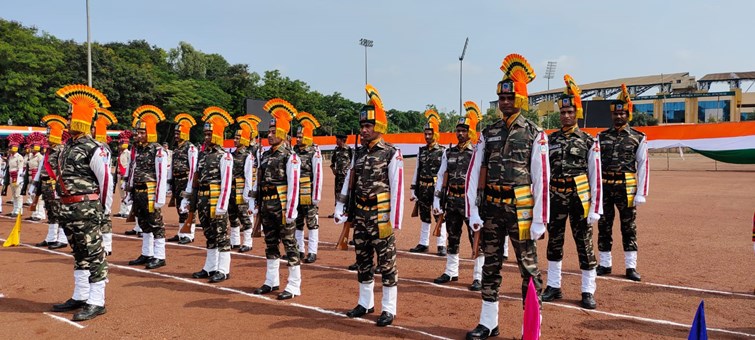 Full dress rehearsal was conducted for the flag hoisting ceremony held at Morhabadi ground.