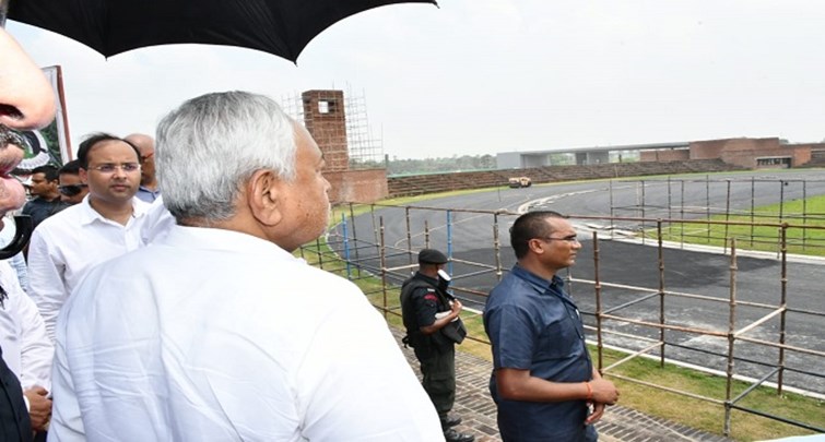 CM Nitish inspected the cricket stadium under construction as well as sports complex in Rajgir.