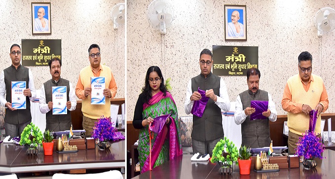 Revenue and Land Reforms Department Minister unveiled the booklet written in Kaithi script