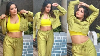  Bhojpuri actress monalisa raised the temperature of internet She stunned fans by becoming a green beauty, pictures went viral