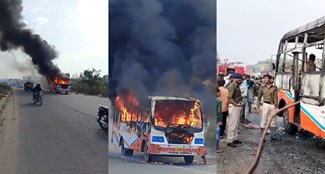 A massive fire broke out in a bus full of passengers, there was screaming