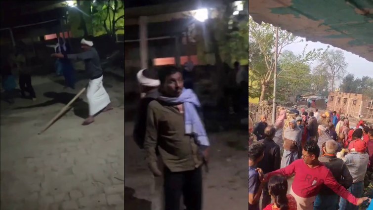 breaking Dominance of mukhiya husband, beating neighbor along with his supporters, VIDEO VIRAL