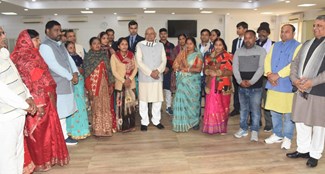 In the election year, CM Nitish met ward members, mukhia, panch and sarpanch representatives.