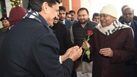 When BJP's Union Minister Nityanand Rai welcomed CM Nitish Kumar with rose flowers.