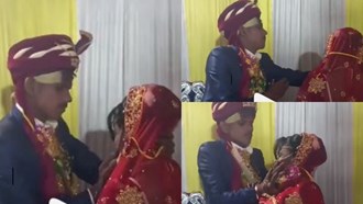 When groom forcefully fed rasgulla to bride during varmala, video went viral