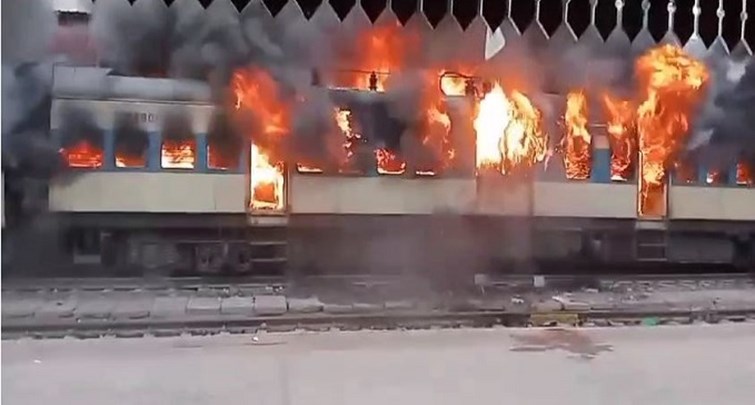  A massive fire broke out in a passenger train at Kiul Junction.
