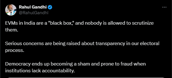 Once again controversial statement of Rahul Gandhi on social media, said - EVM is a black box in India.