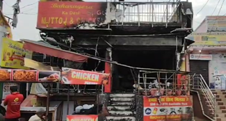 Fire broke out in two shops.