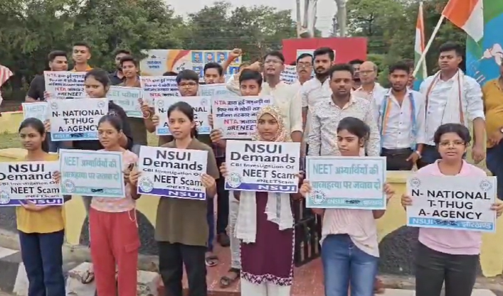 Protest by students led by NSUI