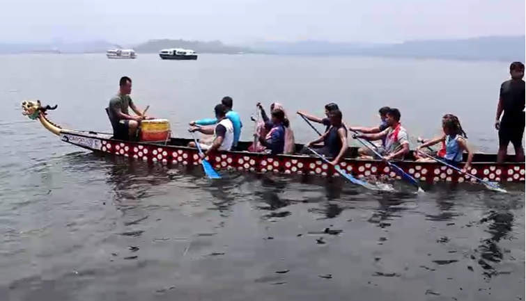 Dragon boat trial in Patratu Dam . 