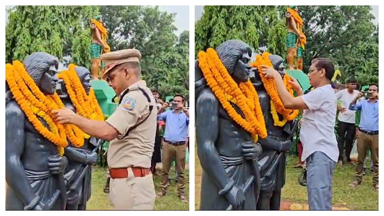 Tribute meeting in Pakur DCSP paid tribute by laying wreath