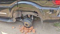 Thieves stole all four tires of a car parked outside the house.