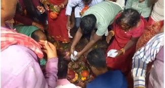 Baba Basukinath temple decorated for Mahashivratri, crowd of devotees gathered