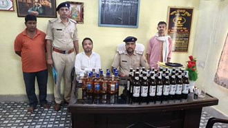 Based on secret information, police arrested illegal foreign liquor trader