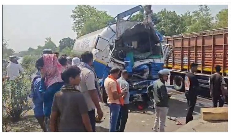 lpg cylainder lada truck aur tailer mai takkar 