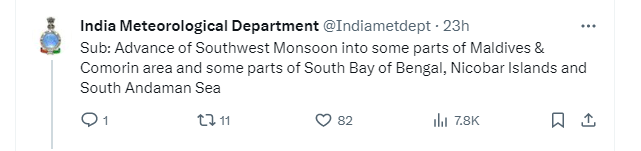 Monsoon arrives, expected to reach Kerala by May 31: Meteorological Department