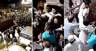  Young man beaten fiercely during Osama Shahab's speech