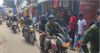  Rajauli police took out flag march regarding Durga Puja