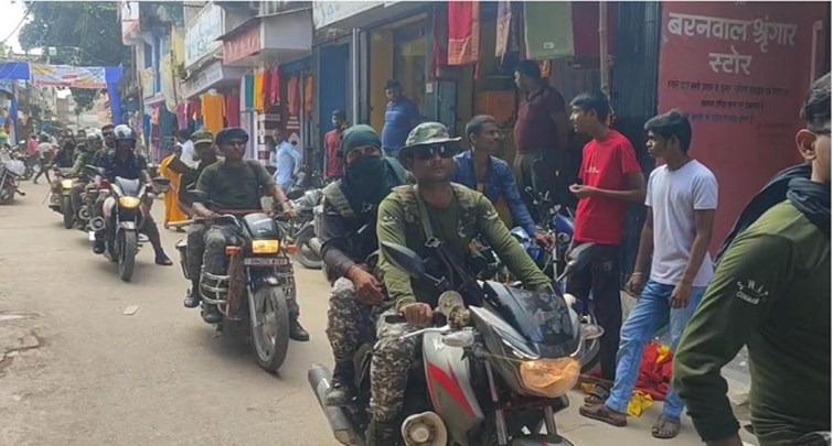  Rajauli police took out flag march regarding Durga Puja