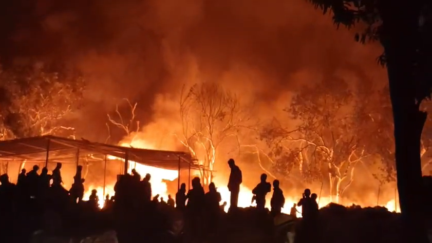 Fire brigade teams from three districts finally brought the fire under control, but the incident caused panic among the people.