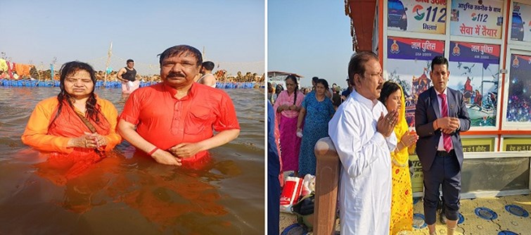 Bihar BJP BJP leaders take dip in Kumbh