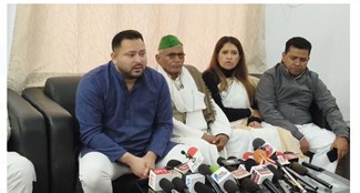 kaimur mai tejaswi yadav ne bjp per sadha nishana