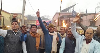 Home guards' protest continues for the third day, protest expressed with torch procession