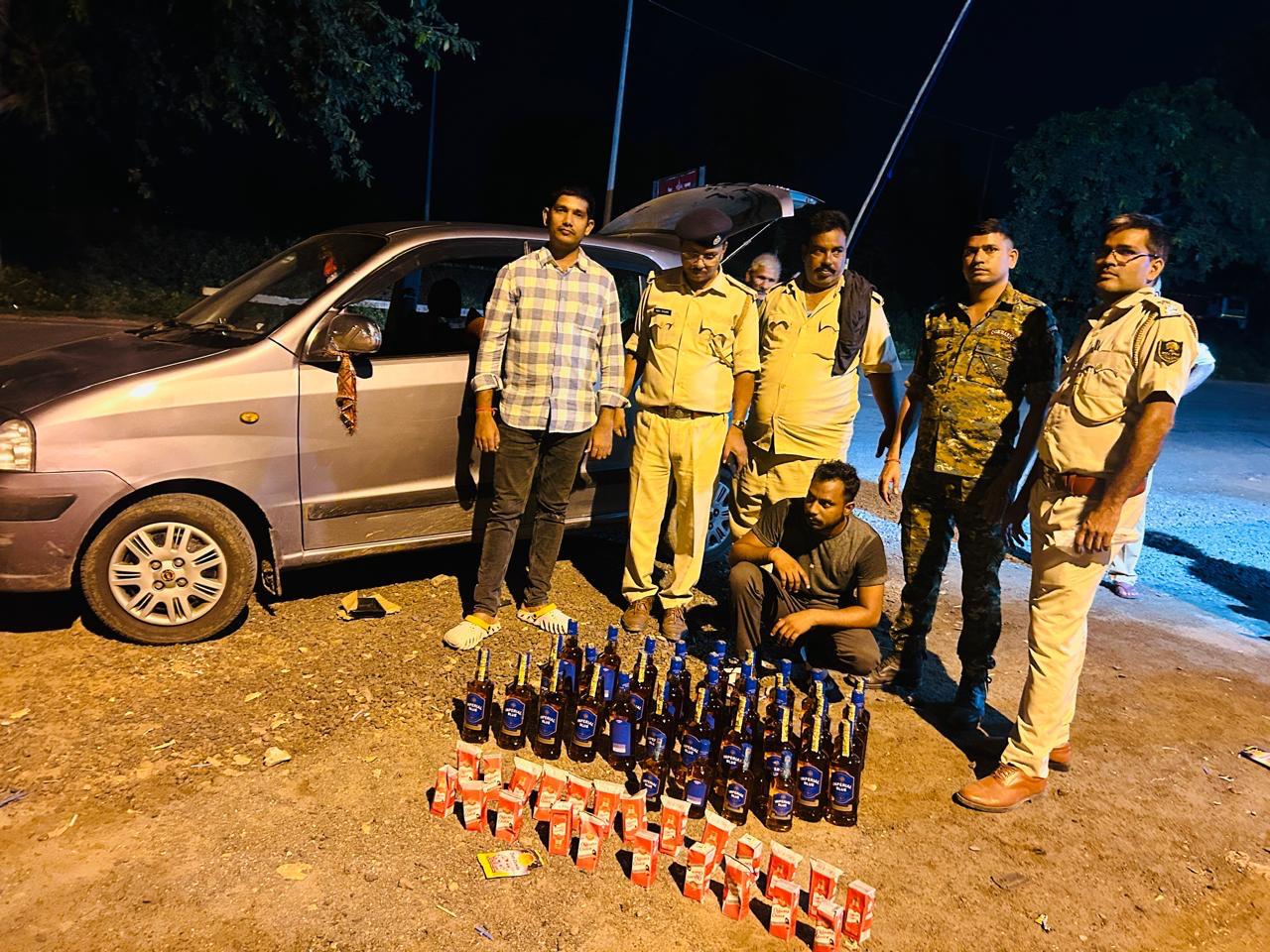 Huge quantity of foreign liquor seized from car