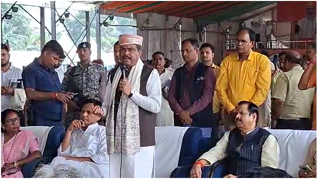 Union Minister Dharmendra Pradhan arrived to review the preparations to make the rallies successful.